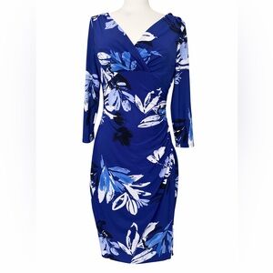 Ralph Lauren Blue and White Floral Long Sleeve Dress